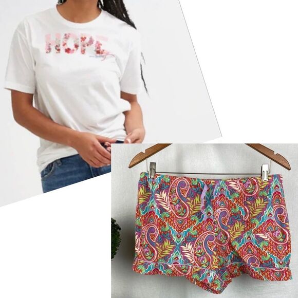 Vera Bradley SET of Print Drawstring Shorts & Hope Tee Shirt S - Picture 1 of 11